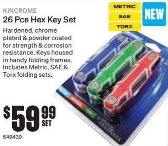 SuperCheap Auto Kincrome 26 Pce Hex Key Set offer