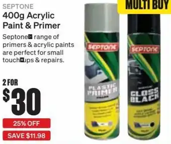 SuperCheap Auto Septone 400g Acrylic Paint & Primer offer