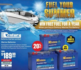 SuperCheap Auto Century Marine Batteries offer