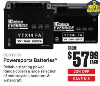 SuperCheap Auto Century Powersports Batteries offer