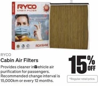 SuperCheap Auto Ryco Cabin Air Filters offer