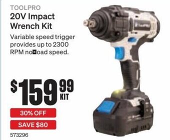 SuperCheap Auto ToolPro 20V Impact Wrench Kit offer