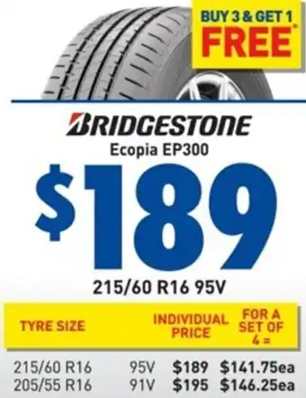 Bob Jane T-Marts Bridgestone Ecopia EP300 215/60 R16 95V offer