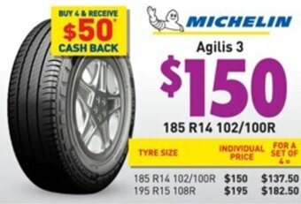 Bob Jane T-Marts Michelin Agilis 3 185 R14 102/100R offer