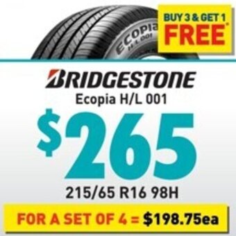 Bob Jane T-Marts Bridgestone Ecopia H/L 001 215/65 R16 98H offer