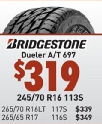 Bob Jane T-Marts Bridgestone Dueler A/T 697 245/70 R16 113S offer