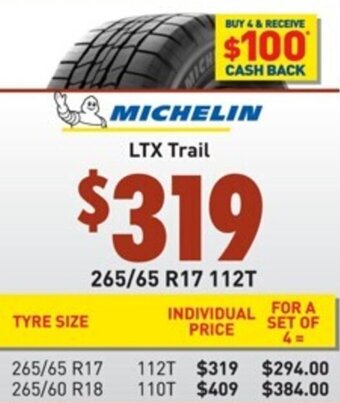 Bob Jane T-Marts Michelin LTX Trail 265/65 R17 112T offer