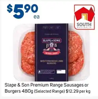 Foodland Slape & Son Premium Range Sausage or Burger 480g offer