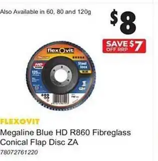 United Tools Flexovit megaline blue hd r860 fibreglass conical flap disc za offer
