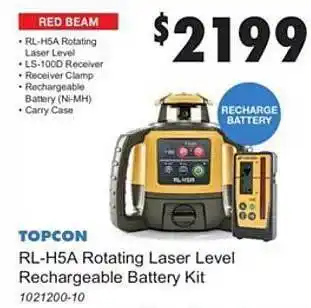 United Tools Topcon rl-h5a rotating laser level rechargeable battery kit offer