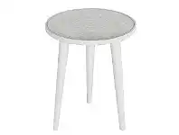 LivingStyles Nayana Mango Wood Round Side Table, White offer