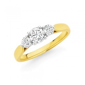 Angus & Coote 18ct gold diamond trilogy ring offer