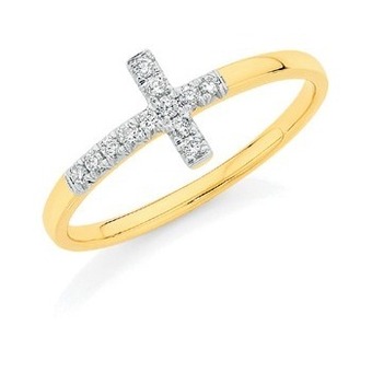 Angus & Coote 9ct gold diamond cross ring offer