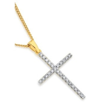 Angus & Coote 9ct gold diamond cross pendant offer
