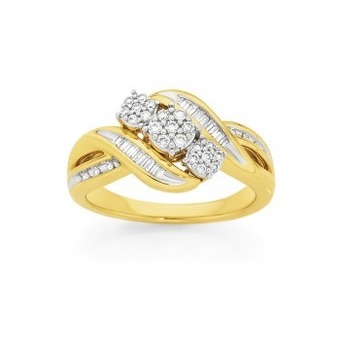Angus & Coote 9ct gold diamond trilogy swirl ring offer