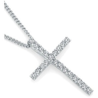 Angus & Coote 9ct white gold diamond cross pendant offer