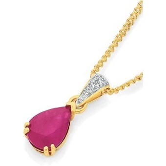 Angus & Coote 9ct gold natural ruby & diamond pendant offer