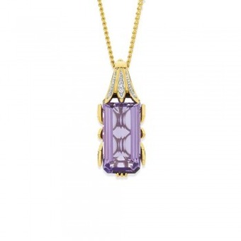 Angus & Coote 9ct gold amethyst & diamond enhancer pendant offer