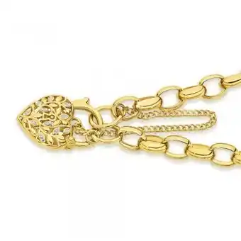 Angus & Coote 9ct two tone 19cm solid belcher with diamond leaf padlock bracelet offer