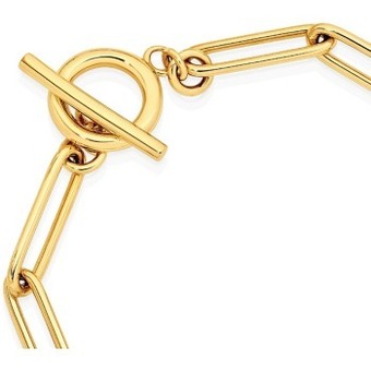 Angus & Coote 9ct gold 19cm solid paperclip fob bracelet offer