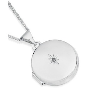 Angus & Coote Sterling silver 16mm round diamond set locket offer