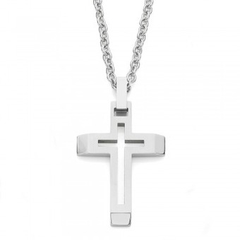 Angus & Coote M+y stainless steel men's black side cross ring offer