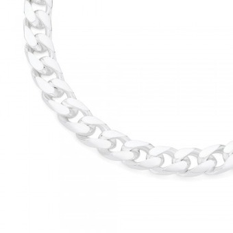 Italian made sterling silver gents 55cm oval solid curb chain