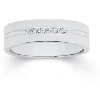 Angus & Coote Sterling silver gents 5 cubic zirconia double line ring offer