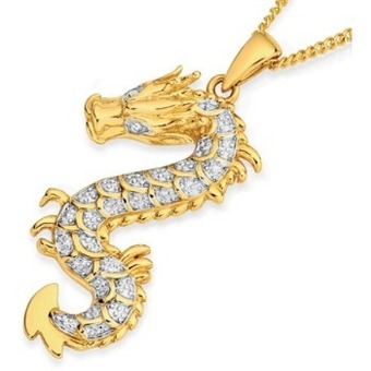 Angus & Coote 9ct gold gents two tone dragon pendant offer