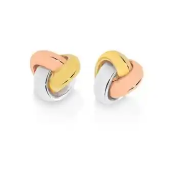 Angus & Coote 9ct gold tri tone love knot stud earrings offer