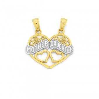Angus & Coote 9ct gold two tone mother & daughter pendant offer