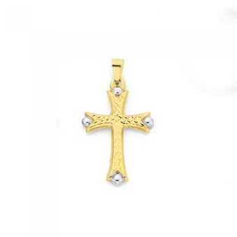 Prouds 9ct gold two tone celtic cross pendant offer