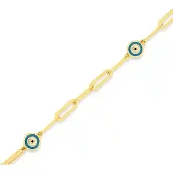 Prouds 9ct gold 19cm evil eye paperclip bracelet offer