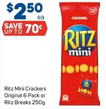 Foodland Ritz Mini Crackers Original 6 Pack or Ritz Breaks 250g offer