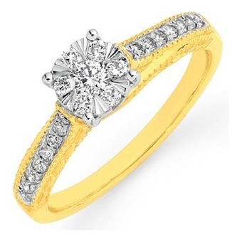 Prouds 9ct gold diamond cluster shoulder set ring offer