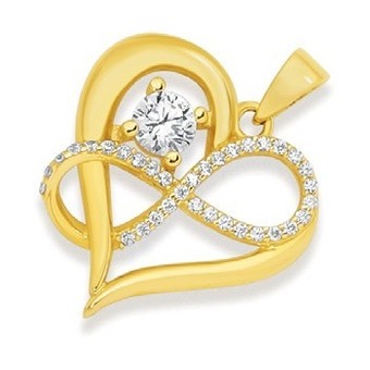 Prouds 9ct gold cubic zirconia infinity in heart pendant offer