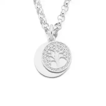 Prouds Sterling silver cubic zirconia tree of life disc on belcher bracelet offer