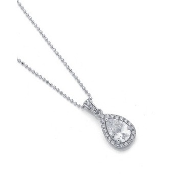 Prouds Sterling silver pear cubic zirconia cluster pendant offer