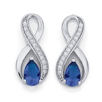 Prouds Sterling silver pear blue cubic zirconia infinity earrings offer