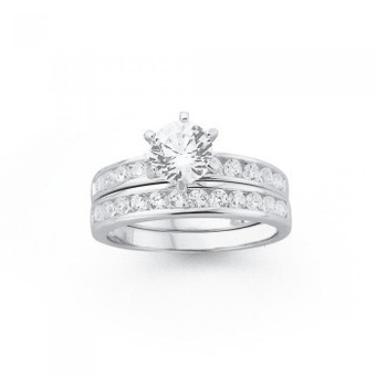 Prouds Sterling silver cubic zirconia ring set offer