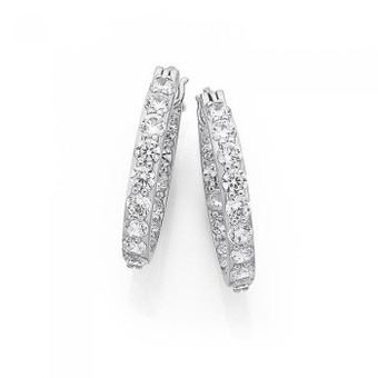Prouds Sterling silver 20mm cubic zirconia claw inside out hoops offer
