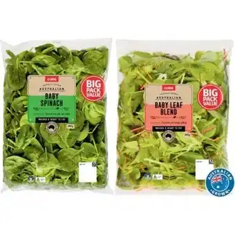Coles Coles australian baby spinach 280g or baby tender leaf 300g offer
