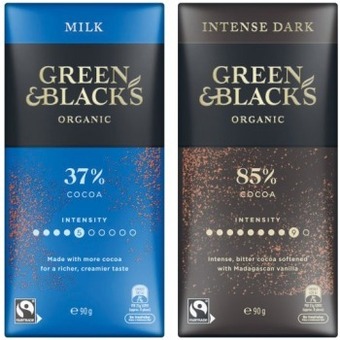 Coles Green & black's organic block chocolate 90g offer