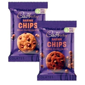 Coles Cadbury baking chocolate chips or melts 200g-225g offer