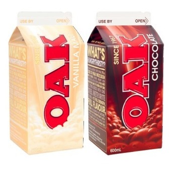 Coles Oak flavoured milk 600ml offer