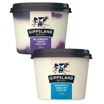 Coles Gippsland dairy twist yogurt 720g offer