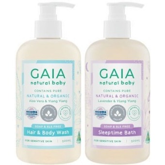 Coles Gaia natural baby sleeptime bath or hair & body wash 500ml offer