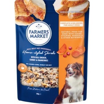 Coles Farmers market home styled shreds dog food 250g offer