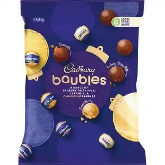 Woolworths Cadbury mixed baubles 651g offer