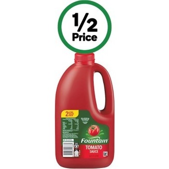 Woolworths Fountain tomato or barbecue sauce 2 litre offer